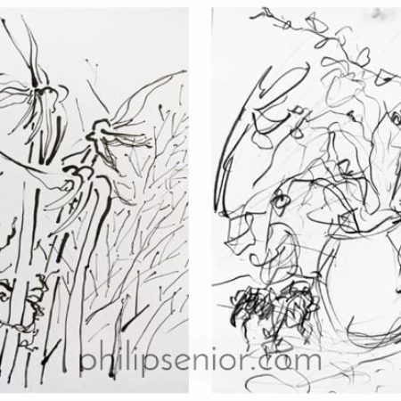 Contemporary art. Nature drawings by expressionist artist Philip Senior
