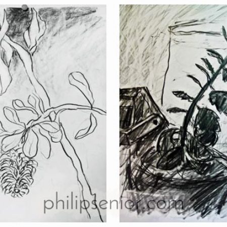 Contemporary art. Nature drawings by expressionist artist Philip Senior